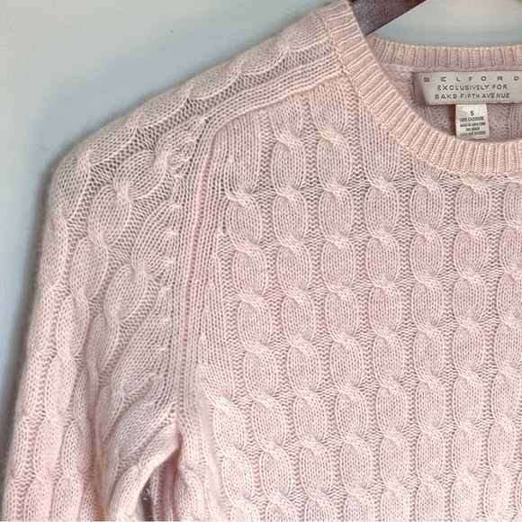 BELFORD exclusive for Saks Fifth Avenue cable knit cashmere wool sweater S - Picture 8 of 14